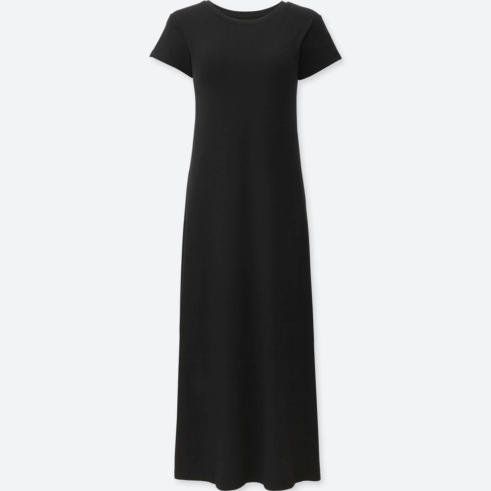 NWT ✨ Uniqlo black short sleeve maxi dress, Size S